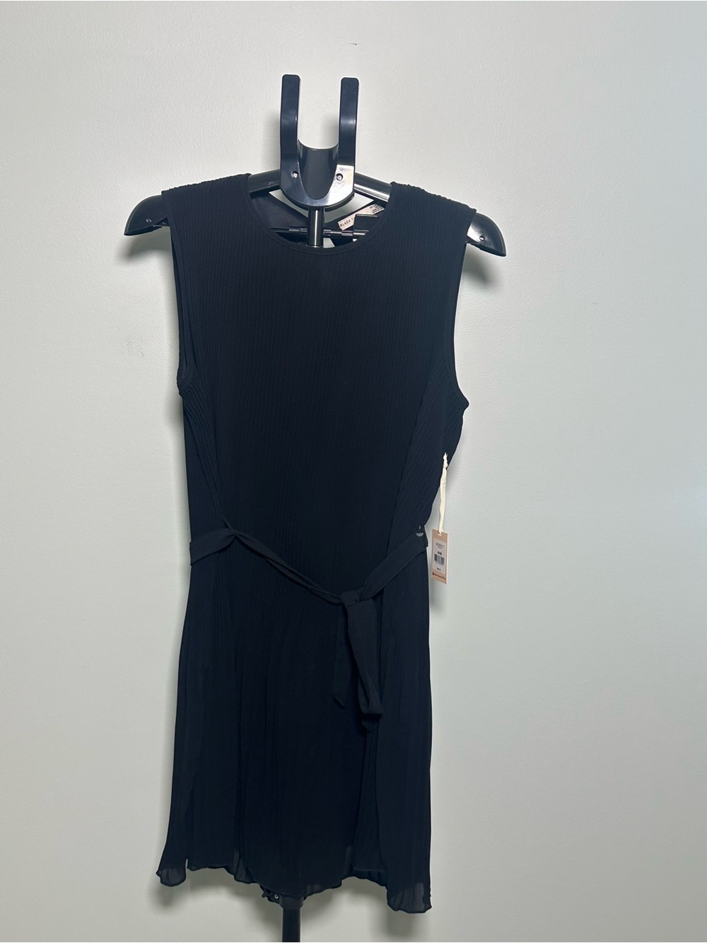 Black Tape Black Pleated Belted Dress NWT Medium sleeveless